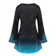thumbnail image 2 of Tallas grandes Impresión Retro Bell Sleeve Criss Cross Tee Rosegal Mangas largas de talla grande, 2 of 5