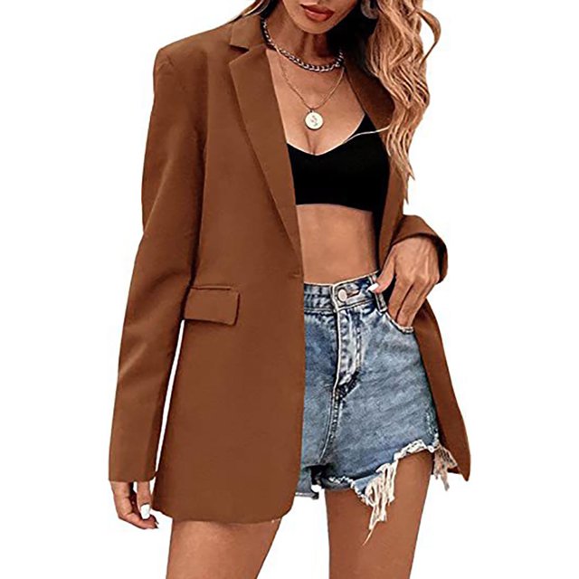 Puntoco moda mujer manga larga frente abierto ropa de abrigo suelta blusa sólida abrigo Tops botón bolsillos blusa liquidación Puntoco Puntoco-5683