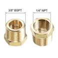 thumbnail image 3 of Adaptador reductor de conexión de tubería de latón 3/8" BSPT macho x 1/4" NPT hembra para manómetro de presión de agua y aceite, paquete de 2, 3 of 5