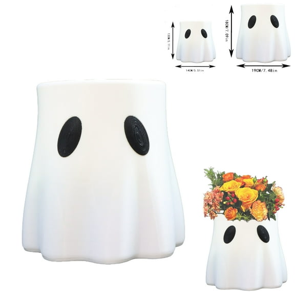 Ghost Bucket Decor, Halloween Ghost Bucket, Ghost Vase Halloween, Halloween Ghost Planter for Home Decor, Halloween Decoration (7.48In)