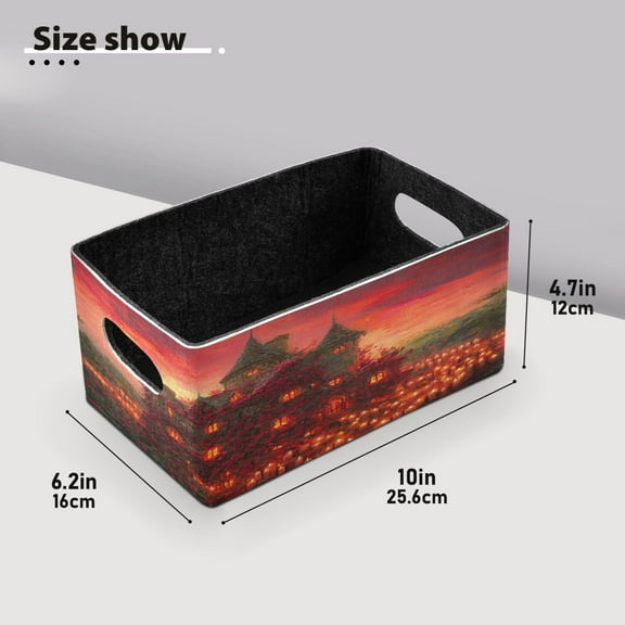 BZSMCE Shelf Baskets Rose Covered House Pattern Storage Cube Bins 10.1*6.3*4.7in Set of 2