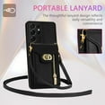 thumbnail image 5 of Phone Case for Samsung Galaxy S21 Ultra 5G Wallet Cover with Credit Card Holder Zipper Slot Crossbody Strap Lanyard Leather Stand Cell Accessories S21ultra 21S S 21 21ultra G5 Women Girl Black, 5 of 13