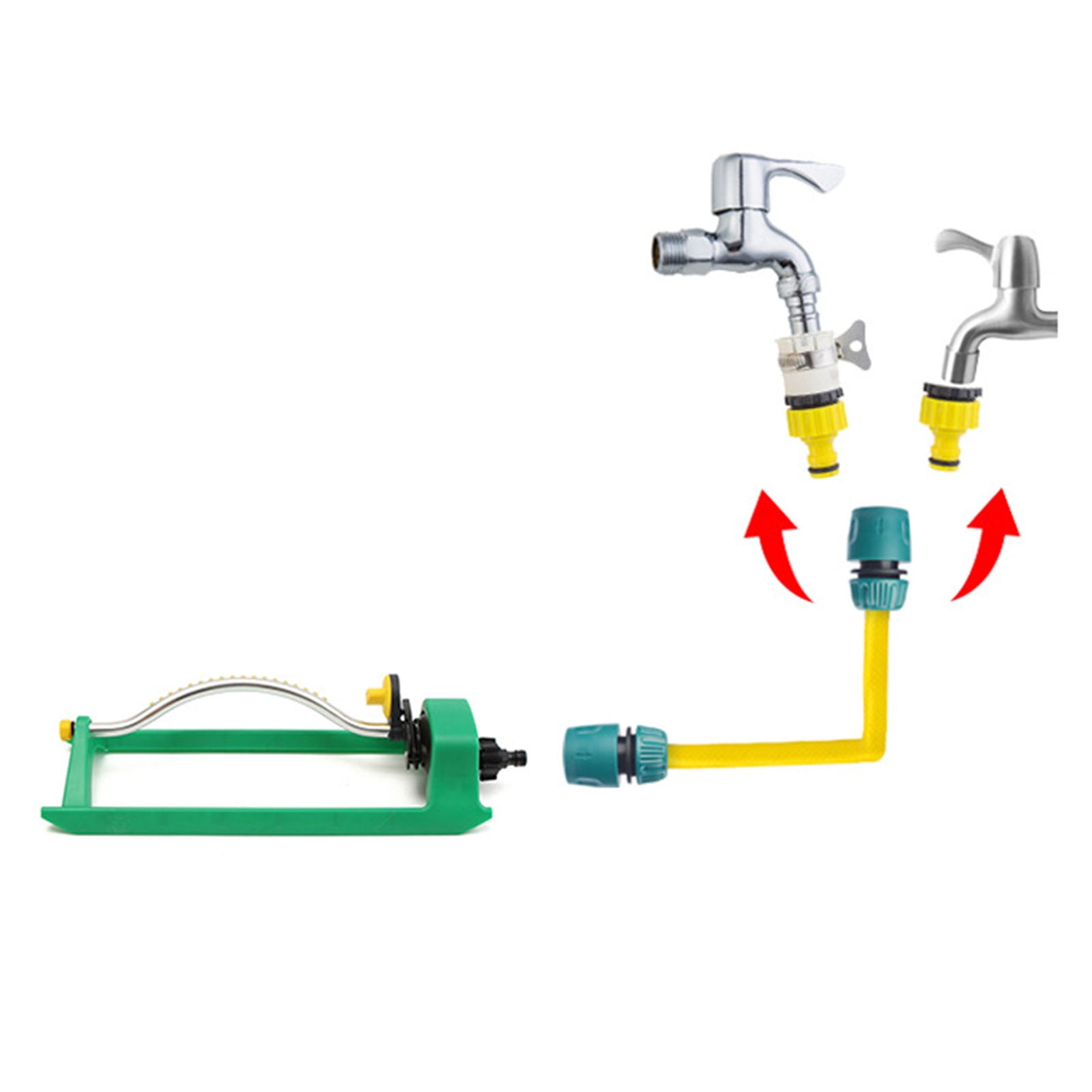 Djiypn Lawn Sprinkler, 18 Brass Nozzles Garden Water Oscillating Sprinkler for Yard Covers up to 30 sq.ft, Heavy Weight Base, Built-in Spray Jet Cleaning Needle