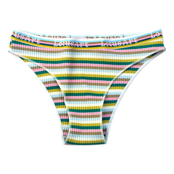 Aayomet Women's Underwear Low Waist Underwear Color Striped Briefs Underwear Women Panties (Green, M)