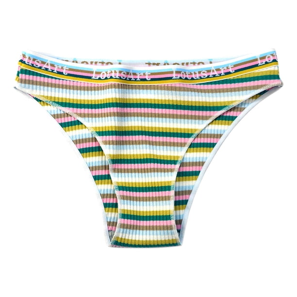 Gibobby Ropa interior sexy para mujer Ropa interior sexy de cintura a la moda para mujer Calzoncillos a rayas de color Ropa interior Bragas de mujer(Verde,G)