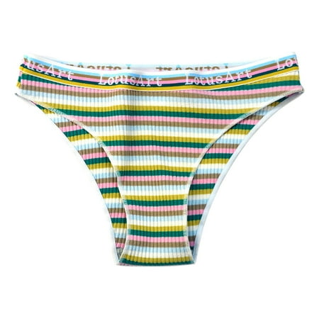 

Womens Underwear Tummy Control Fashion Low Waist Color Striped Briefs Panties 3 Pack