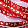 thumbnail image 1 of White Hearts On Red Satin Ribbon - 3/8" Wide X 25 Yards (563000330), 1 of 1