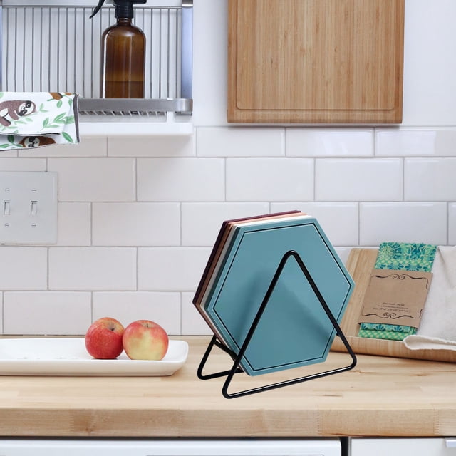 unbranded Soporte De Hierro Negro Para Posavasos Organizador Para Hogar Y Cocina
