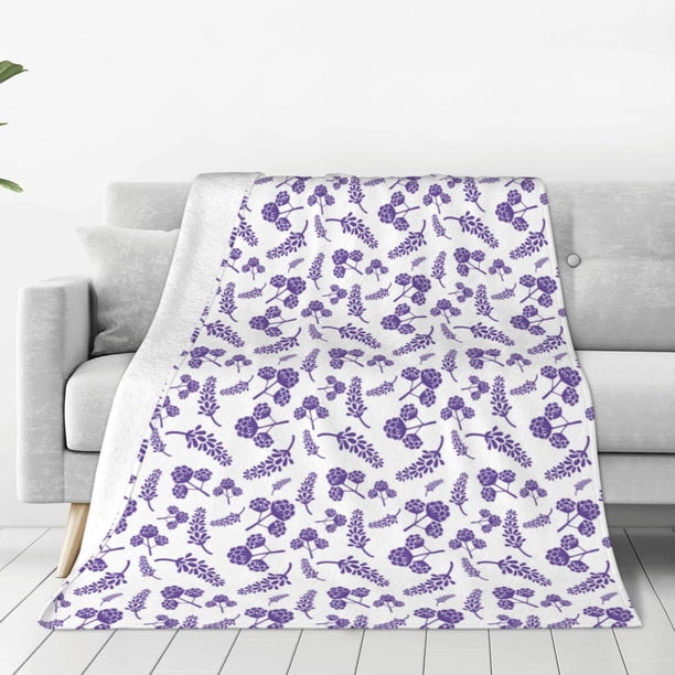 Balery Lavender Flowers Manta de Felpa Suave y Acogedora – Cobija de Franela Aterciopelada para Cama, Lavable y Cálida para Sofá, Mascotas, Transpirable-40"x30"