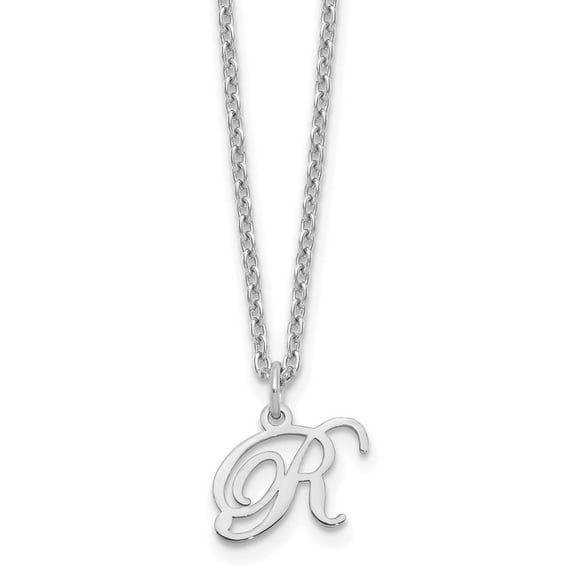 Sterling Silver Rhodium-plated Letter R Initial Necklace