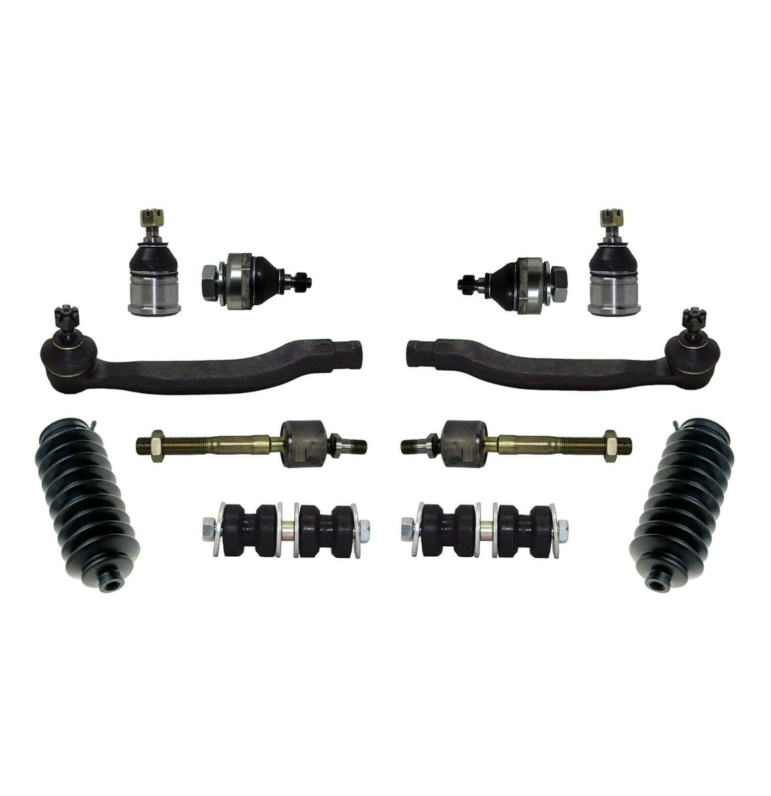 12 Pc Upper & Lower Ball Joints Tie Rod Ends Sway Bar Links Bellow