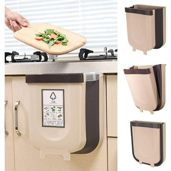 Built -in kitchen trash 5L, suspended and folding trash (5l, brown)