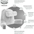 thumbnail image 3 of Medium Husband Pillow Light Grey, Backrest for Kids, Teens, Petite Adults - Reading Pillows With Arms, Adjustable Loft, Plush Memory Foam, Bed Rest Chair Sitting Up, Detach Neck Roll, Removable Cover, 3 of 8
