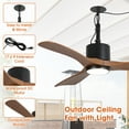thumbnail image 3 of Parrot Uncle 42" IP65 Waterproof Plug-in Outdoor Ceiling Fan with Light and Remote, Brown Propeller Ceiling Fan for Patio, 3 of 20