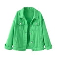 thumbnail image 2 of denim jacket for women,Green 2025 Cropped Jean Jackets for Women Fashion Short Denim Shacket Jacket Lightweight Fitted Stretchy with Pockets, 2 of 4