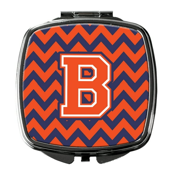 Letter B Chevron Orange and Blue Compact Mirror CJ1042-BSCM