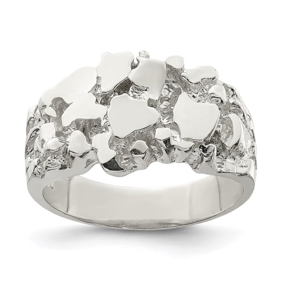 Diamond2Deal 925 Sterling Silver Nugget Ring for Men Size 10