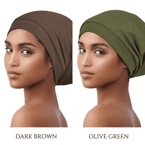 2Pcs Silk Satin Lined Bonnet for Sleeping, Adjustable Slouchy Beanie Night Sleep Cap for Women and Men, Hair Wrap Cover for Curly Hair and Locs