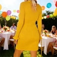 thumbnail image 5 of Mifsaly Tshirt Dress Women V-Neck Long Sleeve Bodycon Dresses Slim Fit Business Casual Night Out Cocktail Party Gowns S, 5 of 6