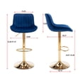 thumbnail image 4 of Chrome Footrest and Base Swivel Height Adjustable Mechanical Lifting Velvet + Golden Leg Simple Bar Stool,Set of 2,Navy, 4 of 9
