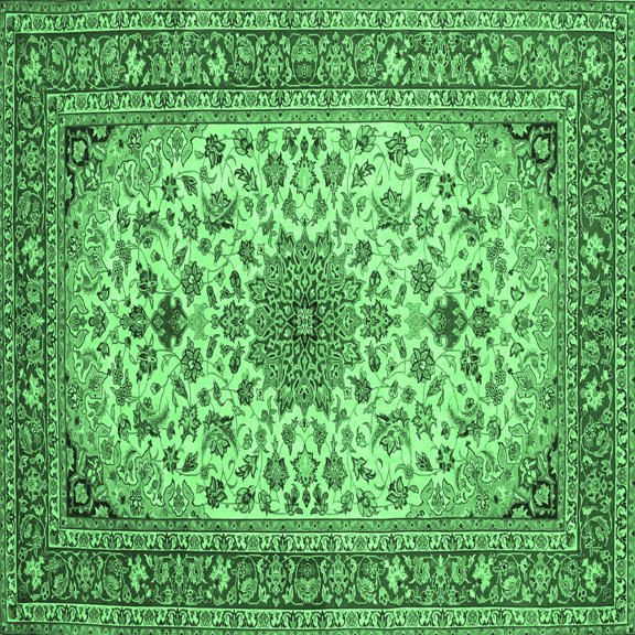 Ahgly Company Indoor Square Medallion Emerald Green Traditional Area Rugs, 3' Square