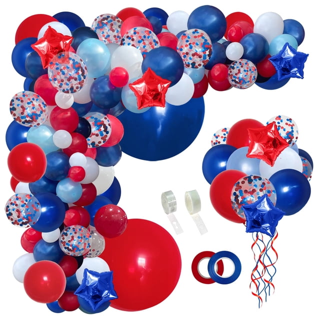 Kit de arcos con forma de guirnalda de globos PERPAOL, 140 unidades, azul marino, rojo y blanco