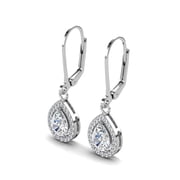 Cate & Chloe Izzy 18k White Gold Plated Drop Earrings with Simulated Diamond Crystals Gift for Women