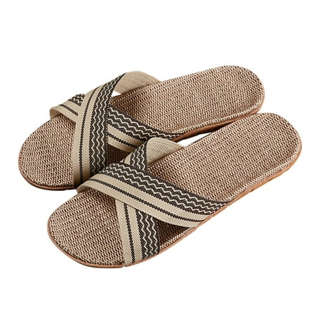 

〖Yilirongyumm〗 Coffee 42-43 Slippers For Women Slippers For Fashion Ladies Women Breathable Bohemia Beach Slip On Shoes Flats Casual Sandals