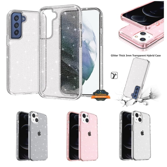 Case for Apple iPhone 17E /16E Transparent Glitter Shiny Sparkle Bling TPU Rubber Hard Back Hybrid Frame Shockproof, XPM Phone Cover fit Apple iPhone 17E /iPhone 16E [Clear]