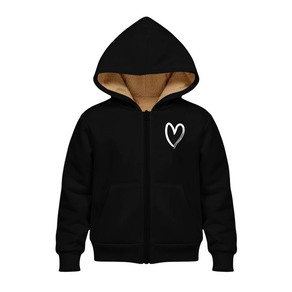 Coerni Boys Girls Cute Heart Hoodies Zip Up Fleece Lined Sweatshirt Hooded Cozy Preppy Sweater Teen Classic Long Sleeve Clothes