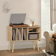 thumbnail image 7 of Record Player Stand with Charging Station Holds Up to 220 Albums, Large Turntable Stand with 4 Cabinet, Mid-Century Record Player Table for Bedroom Living Room, Natural Wood, 7 of 7
