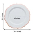 thumbnail image 2 of BalsaCircle 10 White 10.5" Round Plastic Dinner Plates Rose Gold Scalloped Rim, 2 of 7
