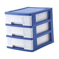 thumbnail image 1 of Cajón de almacenamiento de escritorio, caja organizadora de almacenamiento de 3 capas, estante de almacenamiento para artículos de tocador de oficina Azul oscuro, 1 of 8