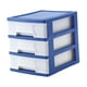 thumbnail image 1 of Cajón de almacenamiento de escritorio, caja organizadora de almacenamiento de 3 capas, estante de almacenamiento para artículos de tocador de oficina Azul oscuro, 1 of 8