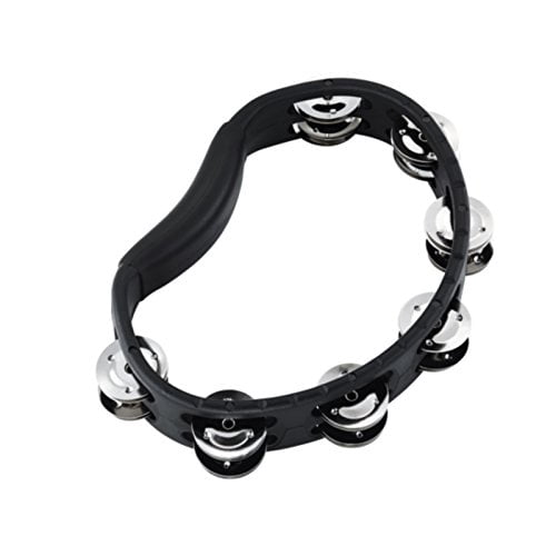 Htmt1bk Handheld Abs Plastic Tambourine With Guiro Style Frame  Single Row Steel Jingles Black