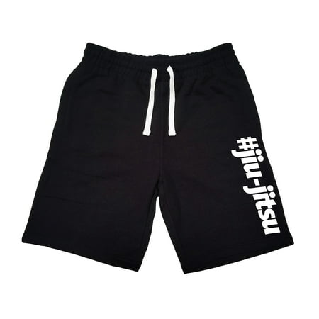 Men's # Jiu Jitsu Black Fleece Jogger Sweatpant Gym Shorts Small (Best Compression Shorts For Jiu Jitsu)