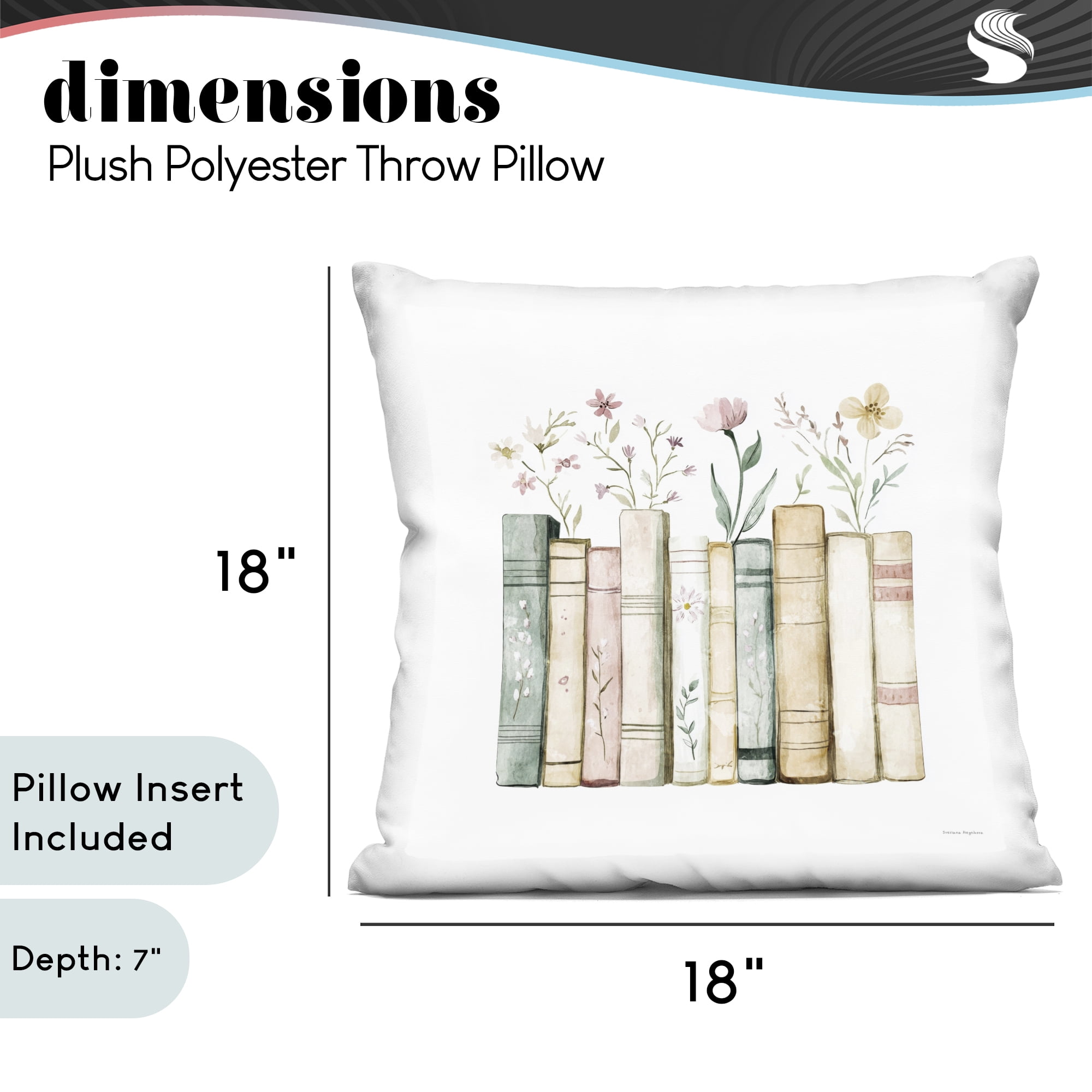 Stupell Industries Floral Stories Library Decorative Printed Throw Pillow, design by Svetlana Aleynikova