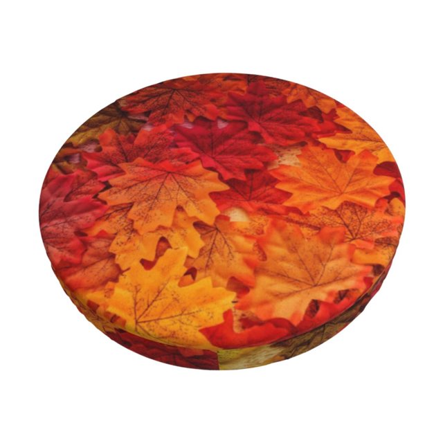 Disketp Autumn Leaf Funda Redonda para Taburete, Funda de Cojín para Silla de Bar Suave y Elástica-14 inch