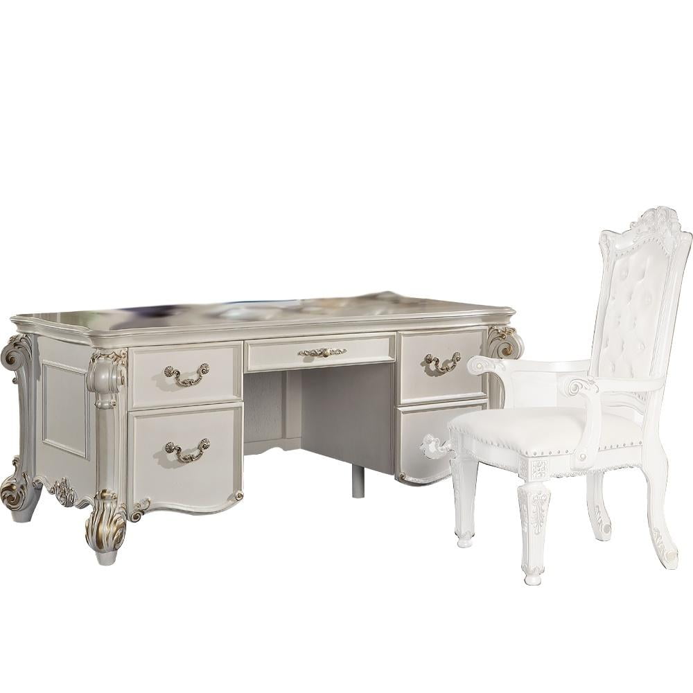 ACME Vendome Transitional Wooden Executive Writing Desk in Antique Pearl