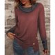 thumbnail image 2 of Sudadera cómoda de manga larga con cuello alto para mujer para invierno otoño oficina marrón 3XL, 2 of 6
