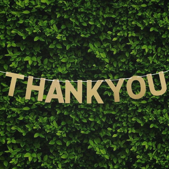 YOSADIER 1Pcs Glitter Thank You Banner Decorative Banner for Parties Golden Brown White