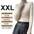 thumbnail image 2 of Suéter de cuello medio para mujer Otoño Invierno Manga larga Cálido Jersey de punto suave Tops, Beige, 2 of 7