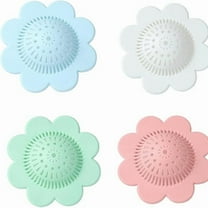 OFEFE 4PCS Drain Hair Catcher Shower Drain Covers - Durable Silicone Hair Stopper for Bathtub, Shower, Bathroom and Kitchen Sink Drain Protectors with 8 Suction Cups (5.1"x5.1", 4 Colors)