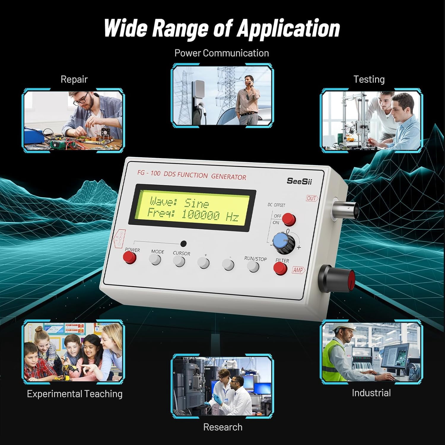 1Hz-500kHz DDS Functional Signal Generator: Portable Audio Signal Generator, Sine/Triangle/Square/Sawtooth Waveforms, USB-Powered, for Oscilloscope Testing & Circuit Debugging