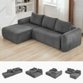 thumbnail image 2 of DOMICARE 103" Boneless Corduroy L-Shaped Modular Sectional Sofa with Chaise Lounge, Deep Seat 3-Seat Couch, No Assembly, Configurable Sectional, Grey, 2 of 9