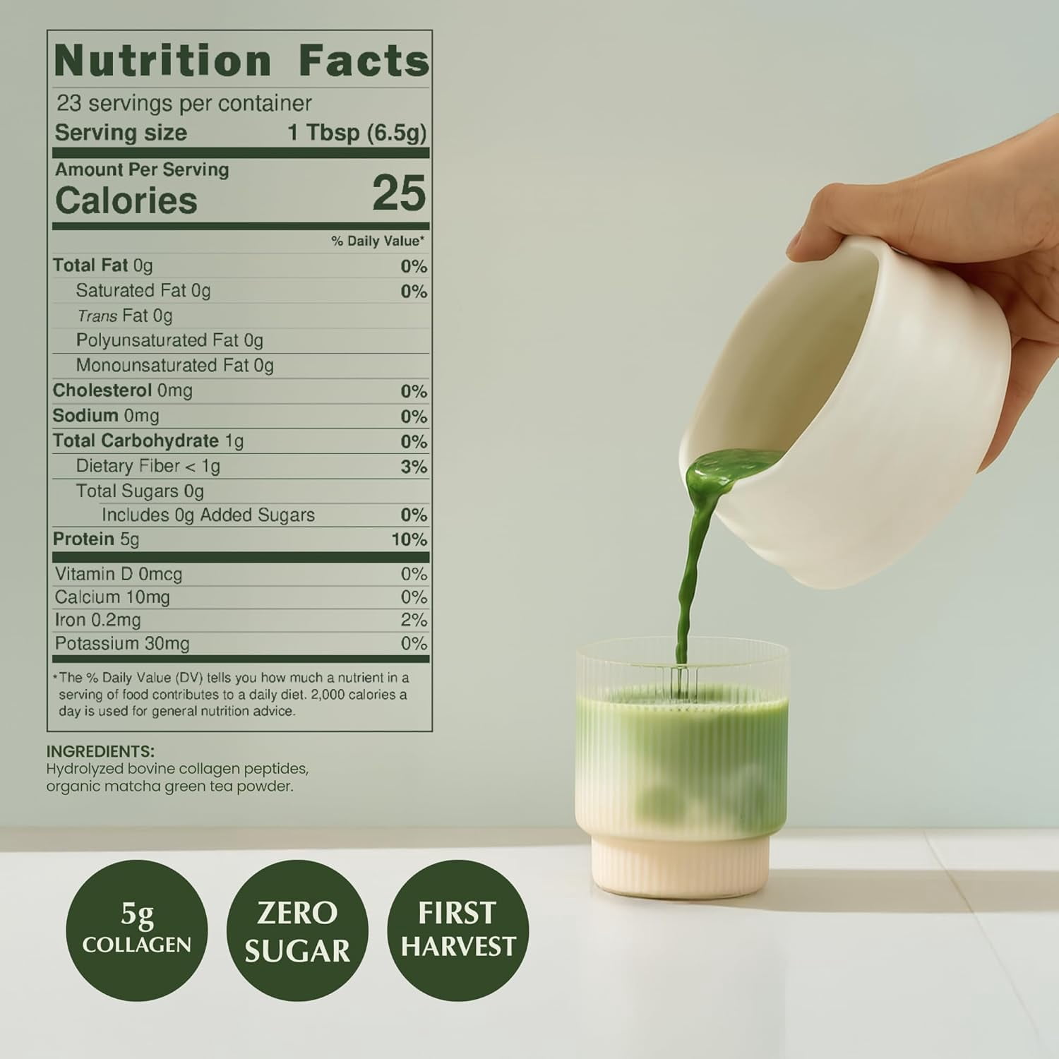 Encha Matcha Latte Powder - Keto Collagen Matcha Powder - First Harvest - Premium Japanese Macha - 150g / 5.3oz