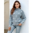 thumbnail image 4 of Suéter de Punto Holgado con Cuello Alto y Corazón para Mujer, Larga, Ideal para Otoño e Invierno Gris Oscuro L, 4 of 10