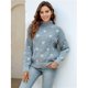 thumbnail image 4 of Suéter de Punto Holgado con Cuello Alto y Corazón para Mujer, Larga, Ideal para Otoño e Invierno Gris Oscuro L, 4 of 10