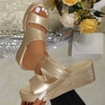 thumbnail image 6 of Eltusu Women Slide Sandals, Fashion Open Toe Soft Bottom Slip On Summer Wedge Shoes Gold Size 7.5, 6 of 7