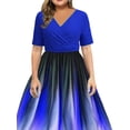 thumbnail image 3 of Gvmfive Plus Size Womens Gradient Color Short Sleeve Swing Midi Dress, 3 of 4